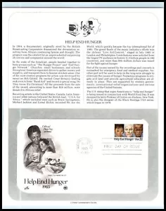 1985 Help End Hunger stamp issue 22c Sc 2164 ArtCraft FDC on PCS info page - Picture 1 of 1