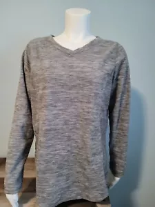 St. John's Bay Active~donna taglia M~maglione in pile scollo a V grigio - Foto 1 di 2