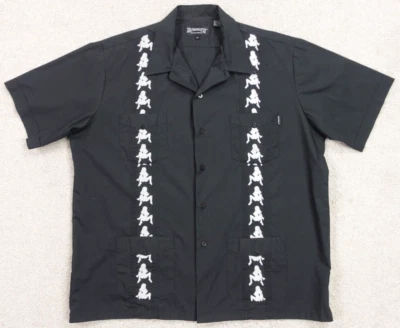 VTG Dragonfly Camp Shirt Men Extra Large Black Naked Woman Pinup Embroidered - Image 1 of 4