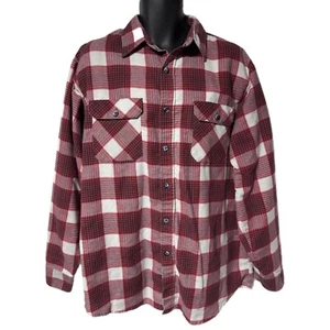 Camisa de franela vintage Fieldmaster roja a cuadros con botones XL Perma Prest Ex alta - Imagen 1 de 6