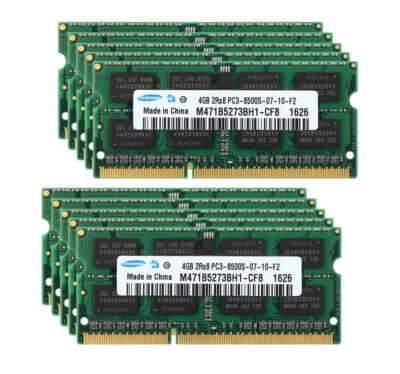 40GB KITS Samsung 4GBx10pcs 2RX8 DDR3 1066MHz PC3-8500 SODIMM Laptop RAM Memory - Image 1 of 4