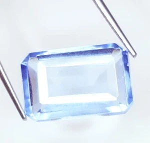Gemma Topazio Trasparente Taglio Smeraldo Certificata Topazio Blu 12,67 Ct Ge... - Foto 1 di 11
