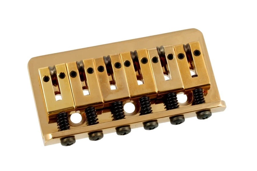 NEW - ABM Non-Tremolo Guitar Bridge With Ferrules & Roller Saddles - GOLD - Image 1 of 1