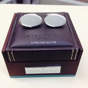NEW TATEOSSIAN Oval Silver Cufflinks for Engraving - Bild 1 von 3