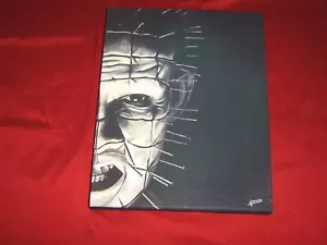 Painting, Hellraiser, Pinhead, slightly smaller than 10"x8", Black and White - Picture 1 of 5