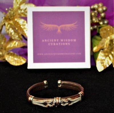 Cuff Bracelet/Copper and Brown Leather-Handmade- Gift Box/Free Shipping-BL0309 - Image 1 of 4