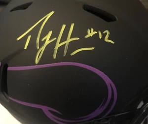 Mini casco Percy Harvin autografato personalizzato Eclipse Vikings NFL Seahawks Gators - Foto 1 di 9