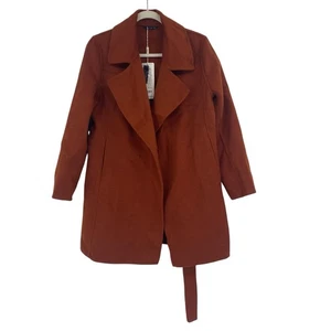 HANDMADE Size XL Burnt Orange 100% Wool Trench Coat Jacket NWT Rust - Picture 1 of 11