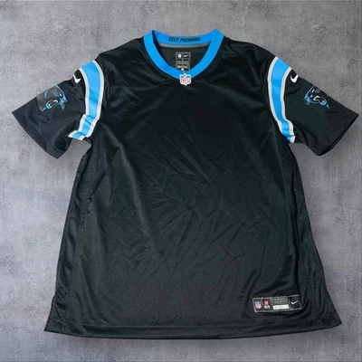 NUEVA Camiseta Carolina Panthers Para Hombres L Negra NFL Nike Keep Pounding Fútbol Foto 1 de 4