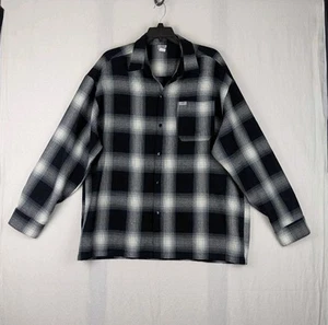 Caltop Shirt Mens 4XL Black Gray Navy Plaid Ombre Button Up Lowrider USA Made - Picture 1 of 13