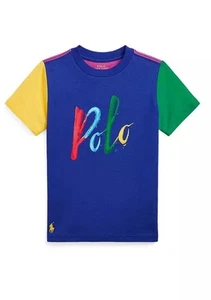 Ralph Lauren Boys Sz 18-20 Color Blocked Paint Polo Logo Short Sleeve T-shirt - Picture 1 of 5