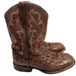 Botas occidentales HP Kids Power Nile estampado de cocodrilo talla 2 cuero hechas en México - Imagen 1 de 9