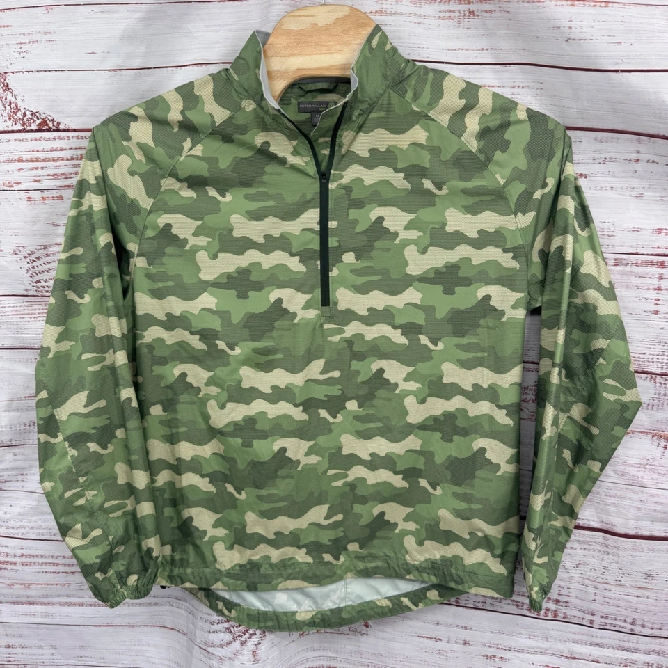 Chaqueta cortavientos Peter Millar camuflada talla mediana cuarto cremallera ligera Foto 1 de 4