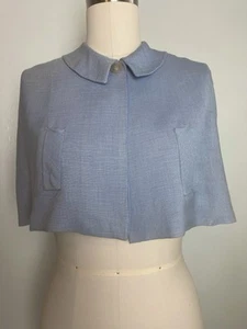 Vintage Alice Blue Linen 1950s 50s Capelet Cape - Picture 1 of 7