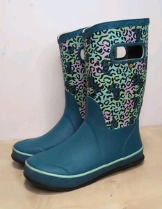 Stivali da neve/pioggia leopardati Bogs bambina giovane taglia 5 blu verde acqua - Foto 1 di 12