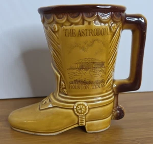 VTG Ceramic Western Cowboy Boot Mug/Planter Astrodome Houston Texas Souvenir - Picture 1 of 10