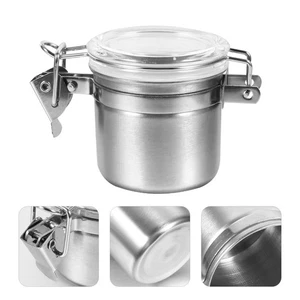1pc Stainless Steel Sealed Tank Exhaust Tea Canister Coffee Bean Jar - Picture 1 of 12