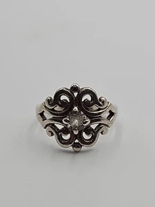 James Avery Spanish Lace Birthstone Ring Lab-Created White Sapphire Size 7.5 - Picture 1 of 9