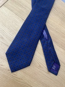 Cravatta Ralph Lauren etichetta viola 100% - seta fatta a mano in Italia blu viola - Foto 1 di 10