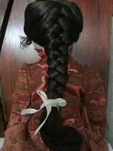11 GEORGIA WIG MOHAIR SYNTHETIC DK BROWN HAND TIED MODERN ANTIQUE DOLL - Picture 1 of 3