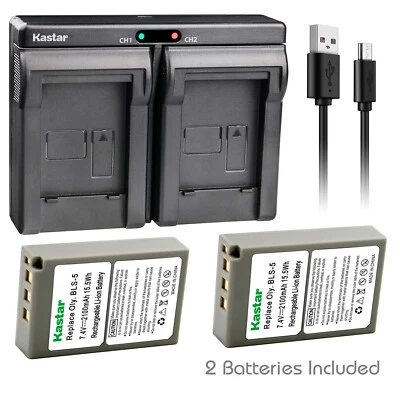 Batería Kastar + Cargador para Olympus BLS-5 BLS-50 PS-BLS5 E400 E-410 E-450 E-620 Foto 1 de 4
