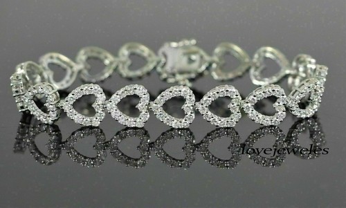 VALENTINO Bracciale Tennis Donna Creato in Lab 5CT Taglio Rotondo Forma Cuore Diamante Argento 925