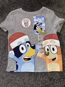 NUEVO CON ETIQUETAS Bebé 18-24M Vacaciones Navidad Azul Bingo Manga Corta Camisa Gris Sombreros de Papá Noel - Imagen 1 de 5