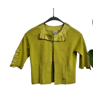 Karen millen 90s lime green crop knit cardigan. Sz 1 uk 8 Hook and eye Fastening - Picture 1 of 4