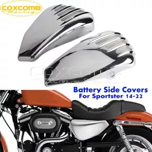 2X Chrome Battery Side Cover For Harley Sportster XL883 XL1200 Custom 2014-2021 - Foto 1 di 9
