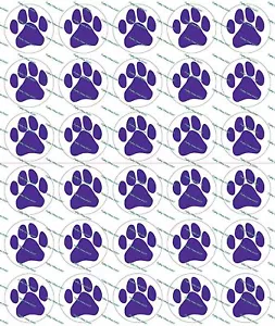 30 Precut 1" Purple Paw Prints Bottle Cap Image Set 1 - Picture 1 of 1