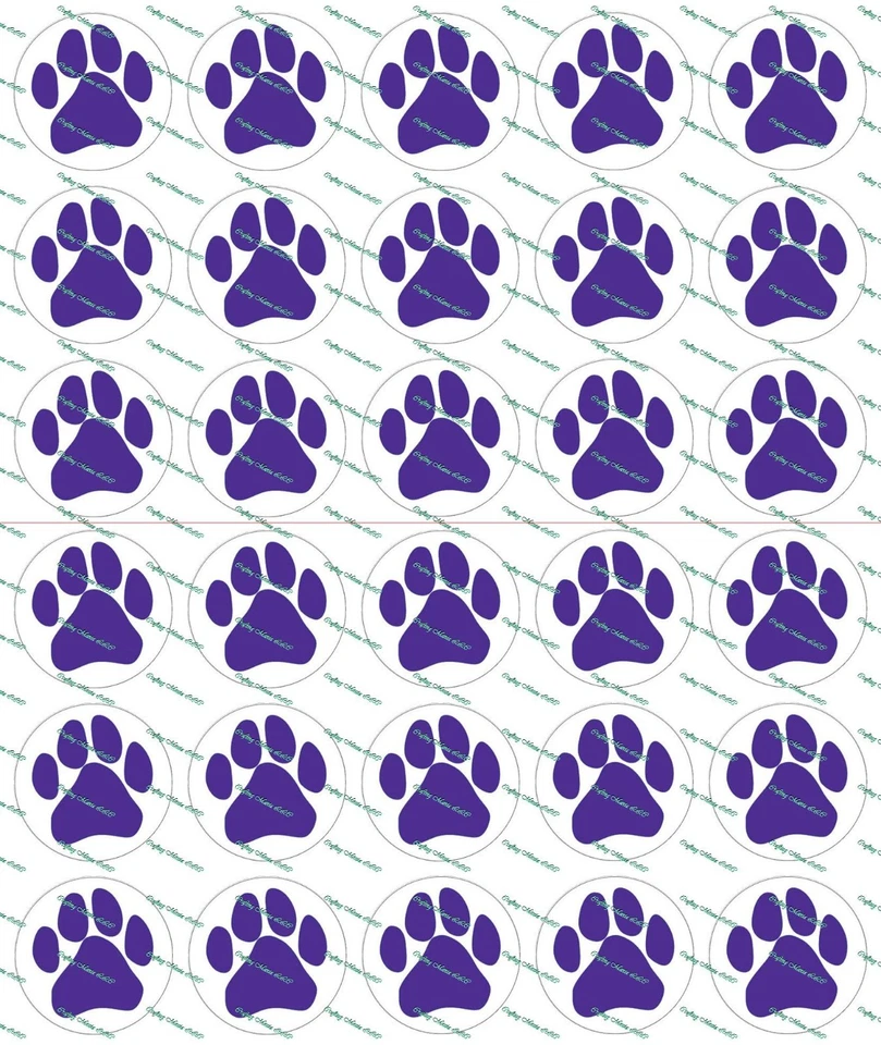 Juego de imágenes de tapa de botella con impresiones de patas moradas de 1" precortadas Foto 1 de 1