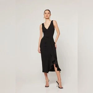 Elliatt Elizabethan Ruffle Midi Dress in Black NWT Women Dress SIZE S - Picture 1 of 10
