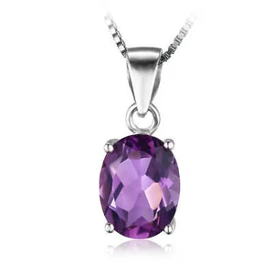 1,77 ct ovaler lila Amethyst Solitär Halskette 925 Silber - Bild 1 von 6