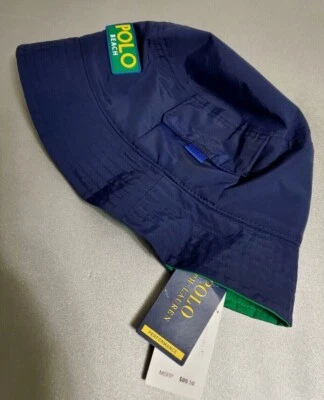 Polo Ralph Lauren Polo Playa Resistente al Agua Azul Marino Sombrero Cubo con Bolsillo de Alijo Foto 1 de 4