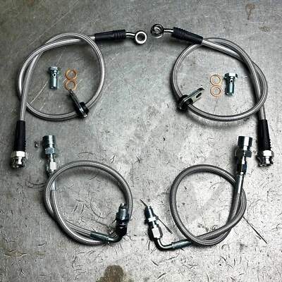 Stainless Steel Front Rear Brake Line Kit for 01-05 Honda Civic HX LX DX EX Drum - Image 1 of 4