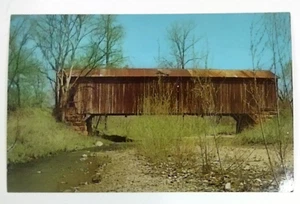 Rockville Indiana IN Postcard Rush Creek Bridge Covered Wooden Exterior View - Picture 1 of 9