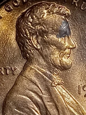 1986 Denver Lincoln Cent With Silver Mask Fragment Improper Alloy!!?!  - Image 1 of 4