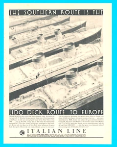 Italian Line cruise ship Lido Deck North Atlantic vintage print ad 1935 travel - Picture 1 of 3