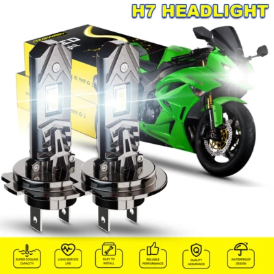2X Bombillas de faros LED H7 6000K para Kawasaki Ninja 650R 2006-2011 650 2012-2019 Foto 1 de 4