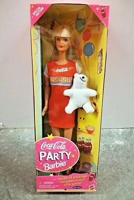 Barbie Coca Cola Fiesta Muñeca Edición Especial De Colección 1998 con Peluche Oso Polar Nuevo en Caja Foto 1 de 4
