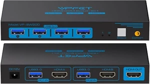 AILVLVNG KVM 4K @ 60Hz Switch 2 PC 1 Monitor KVM HDMI Switch, 4 USB 3.0 Ports - Photo 1/6