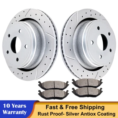 Rear Drilled Brake Rotors Ceramic Pads for Dodge Ram 1500 5 Lugs Disc Brakes Kit - Image 1 of 4