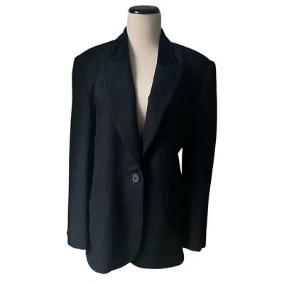 Chaqueta Blazer Vintage Christian Dior Mujer Talla 10 Negra Lana Terciopelo Cuello Años 80 Foto 1 de 4