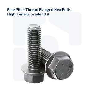 M12 x 50MM FINE PITCH THREAD FLANGED HEX BOLTS HIGH TENSILE GRADE 10.9 - Picture 1 of 1