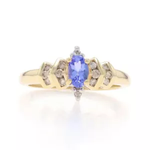 Anillo De Diamante De Tanzanita De Oro Amarillo - 10k Ovalado .68ctw - Imagen 1 de 9