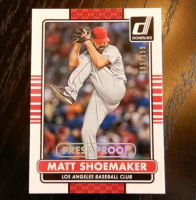 Matt Shoemaker 2015 Donruss #102 Press Proof Silver Last Card! 199/199!  - Image 1 of 2