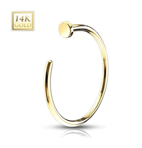 14K Solid Real Yellow Gold 14 Karat 20G 5/16" Nose Open Hoop Ear Ring Daith Lip - Picture 1 of 1