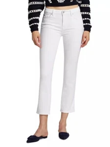 7 FOR ALL MANKIND B(AIR) Kimmie Mid Rise Cropped Bootcut Jean 29 Clean White - Picture 1 of 10