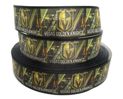 Vegas Golden Knights Hockey 7/8" Grosgrain Ribbon~ CHOICE 5 or 10 Yard (NHL) - Image 1 of 3