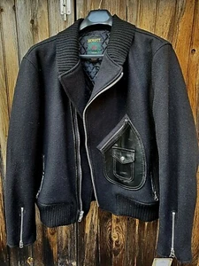 Schott NYC LEATHER-Horsehide D- Hybrid Wool NEWT Made in USA Rare Jacket sz3XL - Picture 1 of 12